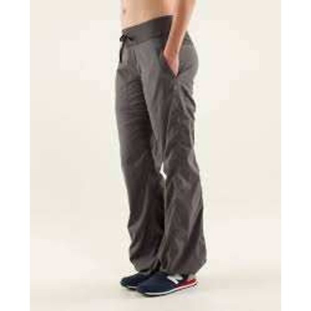 Lululemon Studio Pant II Lined Charcoal Grey Ruched Straight Leg Pants Womens 8